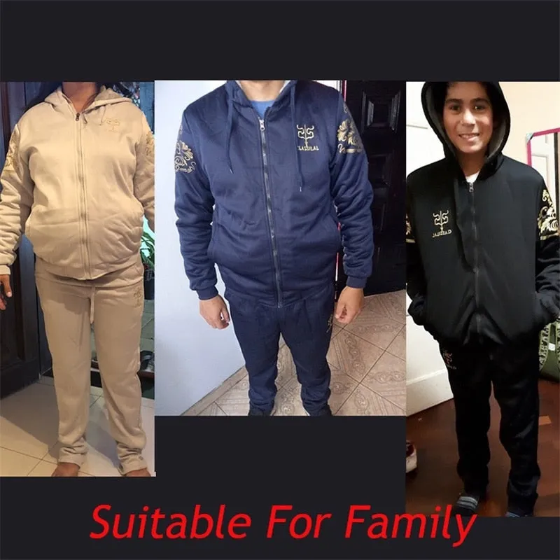 Tracksuit Sporting Fleece Thick Hooded Men Jacket Pant Warm