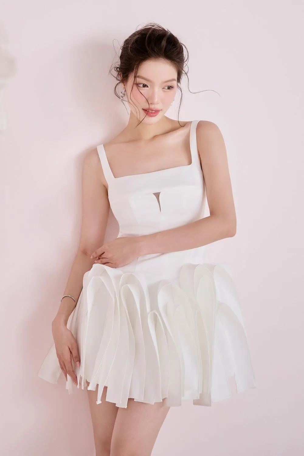 Umi A-line Square Neck Taffeta Cotton Mini Dress