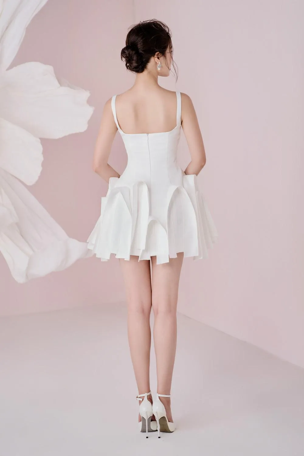 Umi A-line Square Neck Taffeta Cotton Mini Dress
