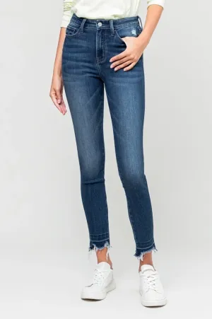 vervet by flying monkey: high rise released distressed hem ankle skinny jean - lobby