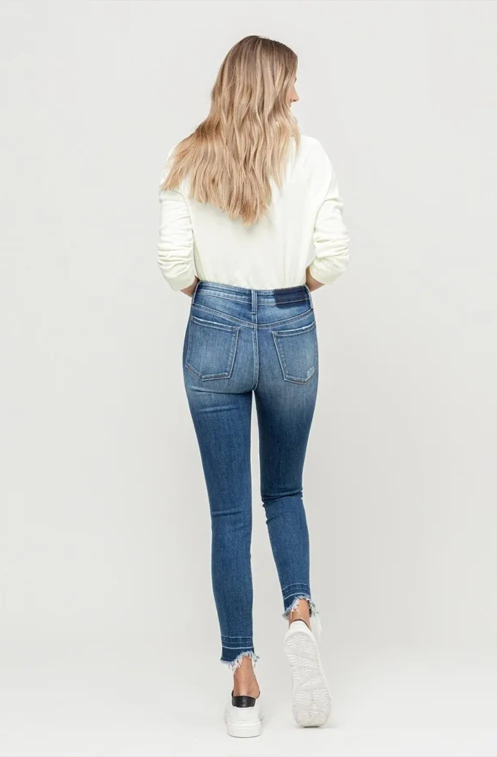 vervet by flying monkey: high rise released distressed hem ankle skinny jean - lobby