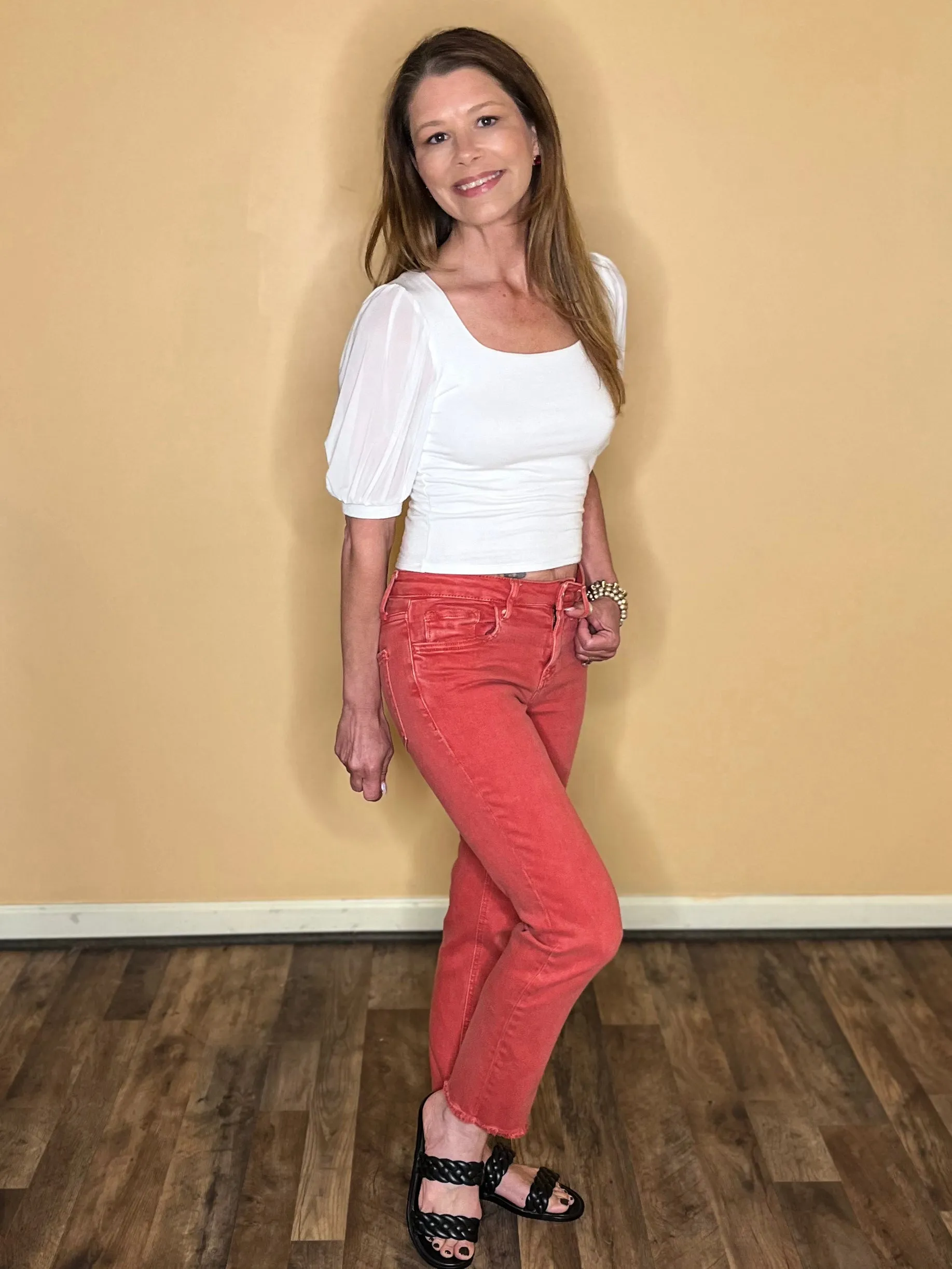 Vervet Carlene Mid Rise Slim Straight Jeans
