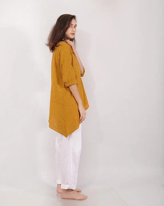 Yellow Asymmetric Women's Top