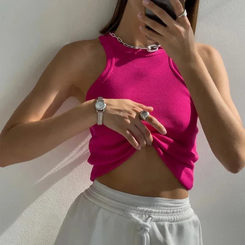 Yellow Casual Tank Top for Women - Sleeveless Ribbed Summer Vest