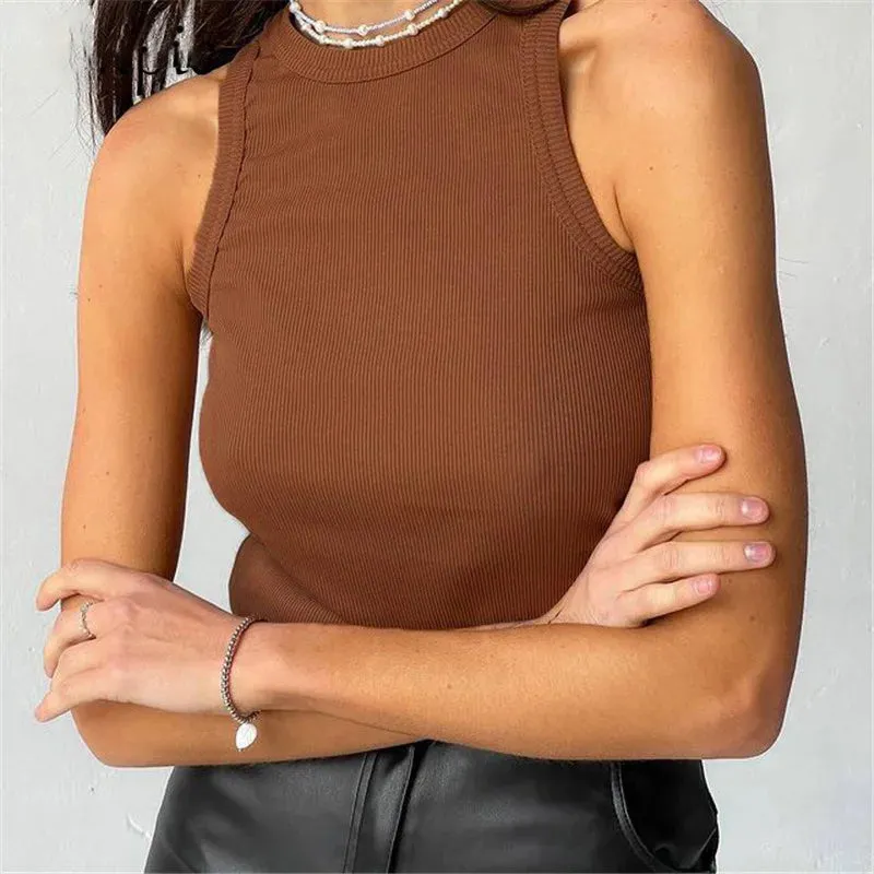 Yellow Casual Tank Top for Women - Sleeveless Ribbed Summer Vest