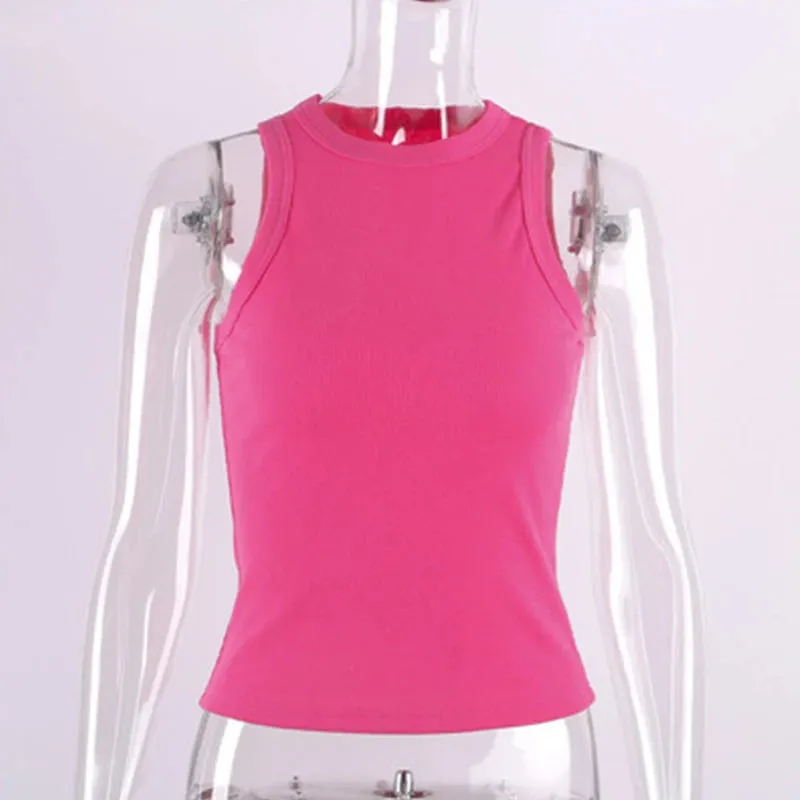 Yellow Casual Tank Top for Women - Sleeveless Ribbed Summer Vest