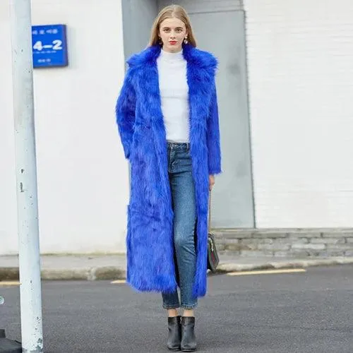 ZADORIN High Street Luxury Long Faux Fur Coat Women Vintage Slim Red Pink Faux fur Coats Fluffy Jacket Women Pele