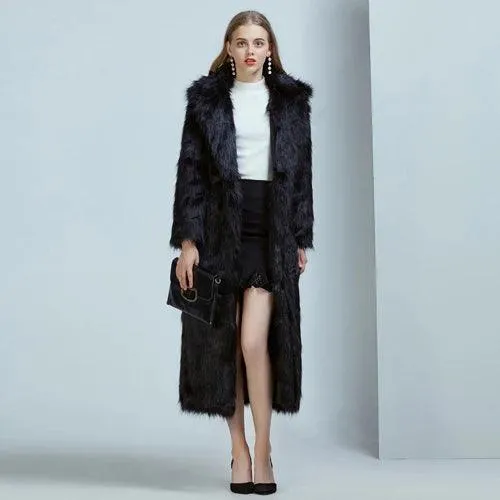 ZADORIN High Street Luxury Long Faux Fur Coat Women Vintage Slim Red Pink Faux fur Coats Fluffy Jacket Women Pele