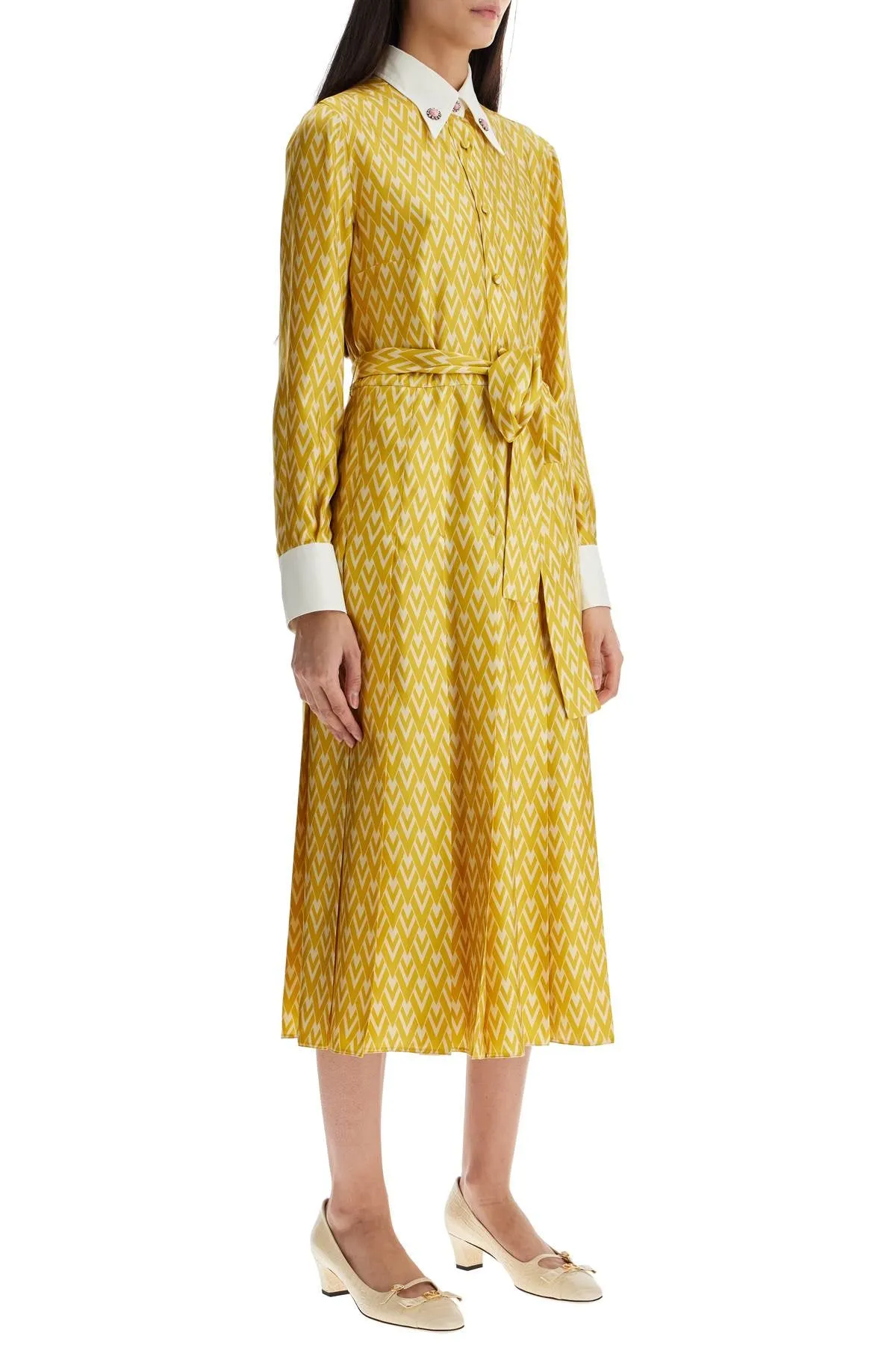 Zigzag Pattern Silk Dress