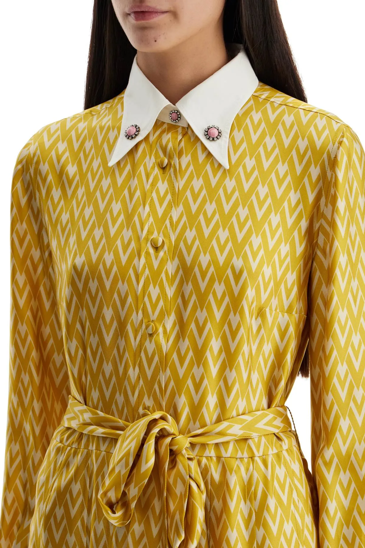 Zigzag Pattern Silk Dress